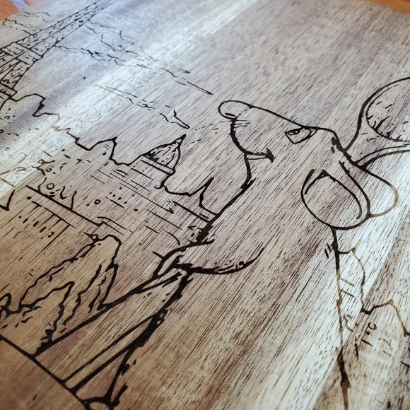 Disney✨ Handcrafted✋ Acacia Art Ratatouille🐀🧑🍳 Inspired Chef’s Cutting Board - Picture 3 of 8
